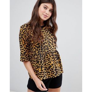 ✨HP!✨ ASOS DESIGN smock top in animal leopard print
